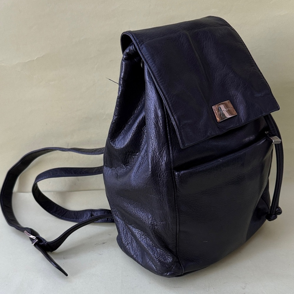 Vintage Black Perlina Leather Backpack
